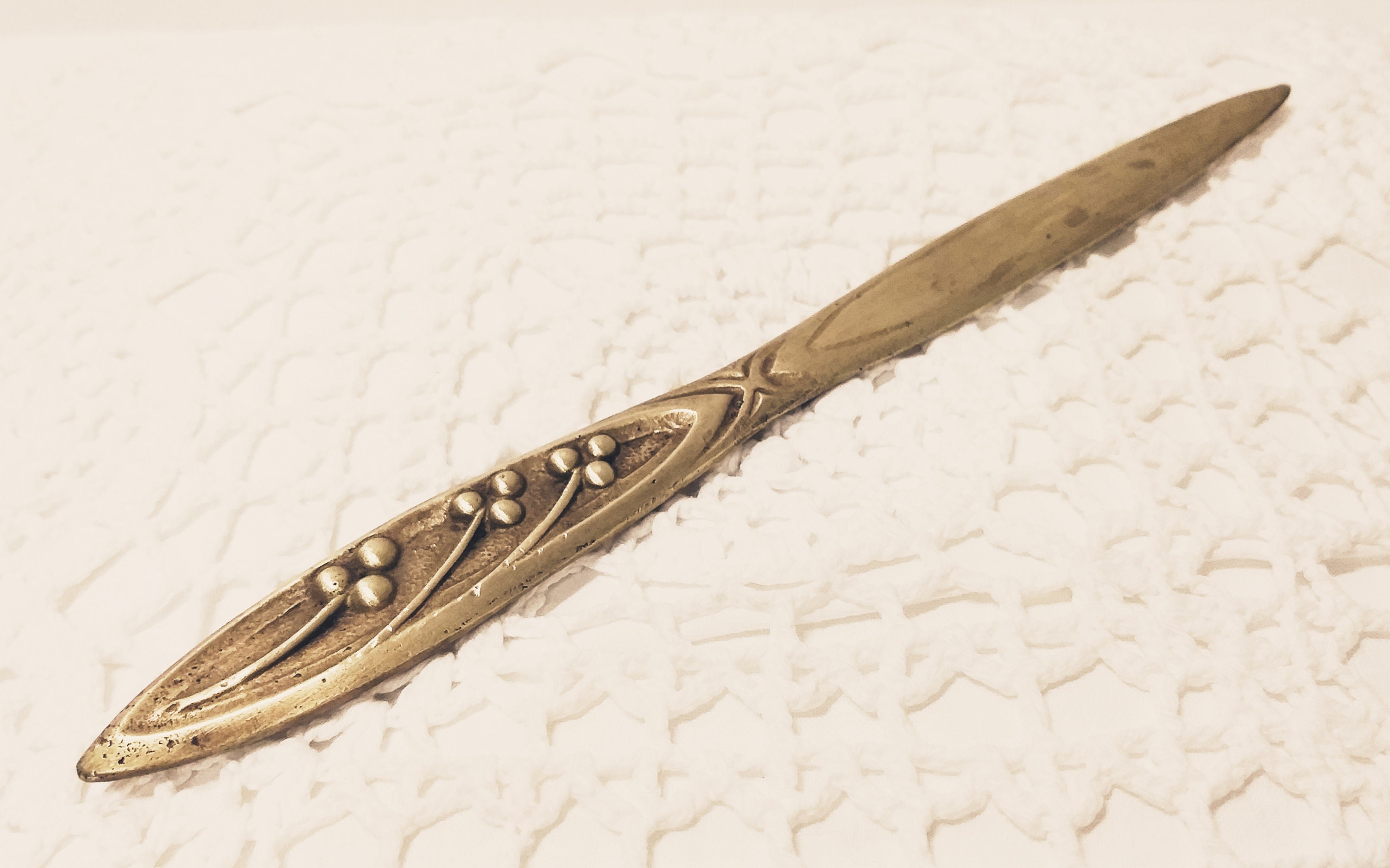 Ouvre-Lettres Art Nouveau Bronze, Accessoire de Bureau Français Vintage, Sculpture en Bronze Collect