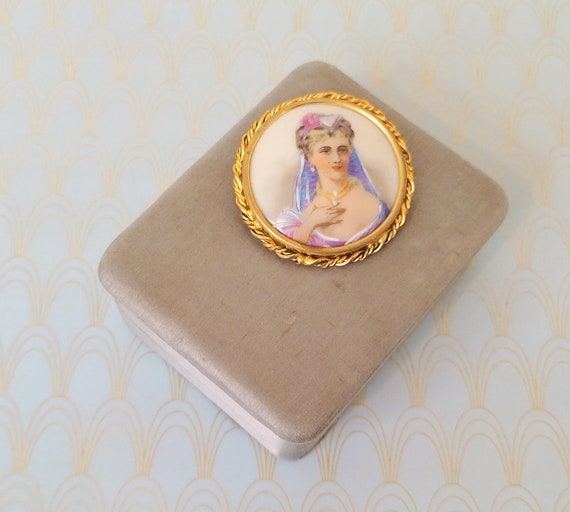 Antique French Miniature, Vintage Jewelry Box, Ha… - image 9