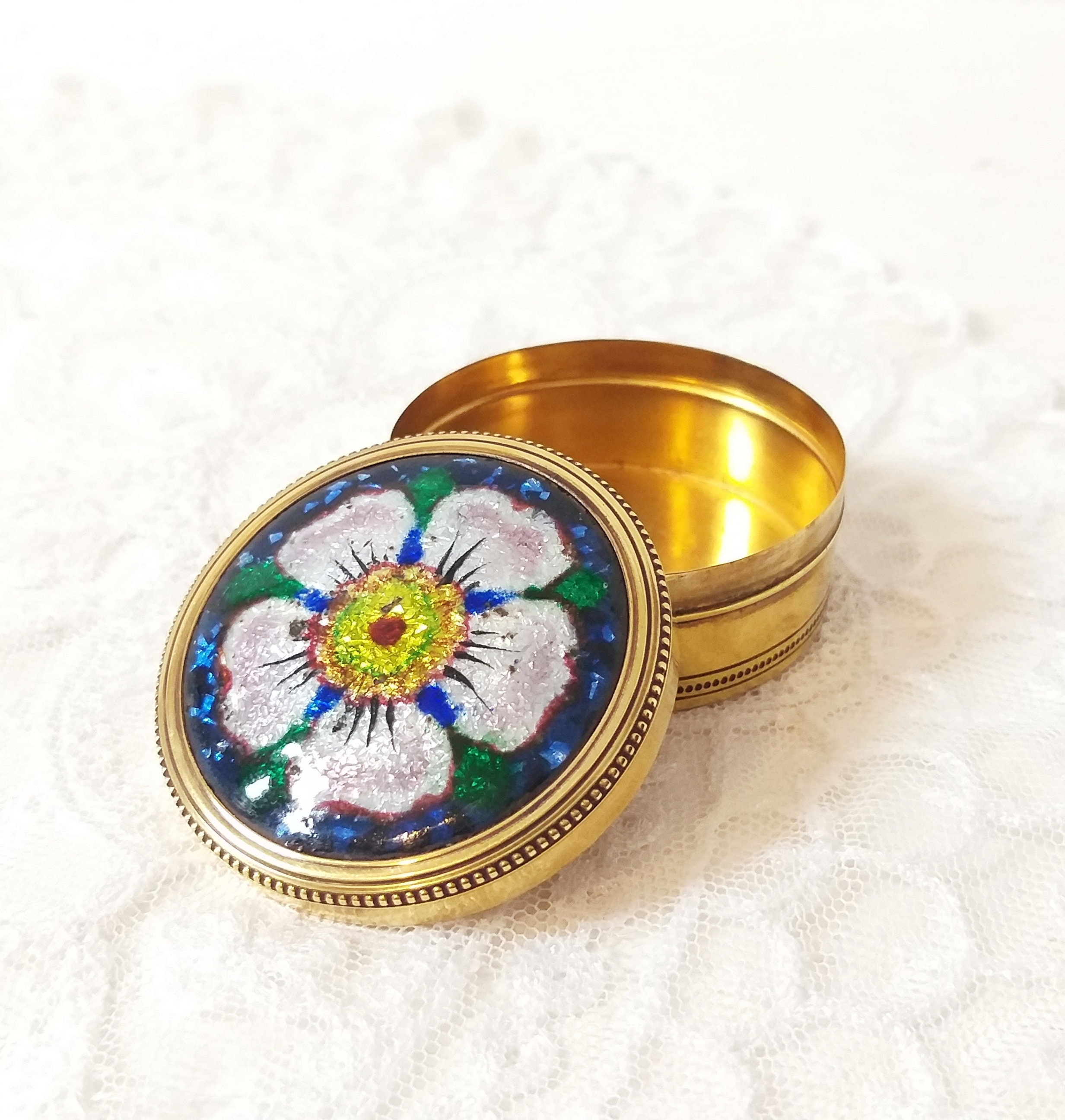 Vintage French Enamel Jewelry Box Miniature Trinket Box Etsy Singapore