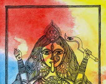 sacred art-famous religious art-contemporary art-spiritual art-goddess art-mythological paintings-kali art-goddess paintings-indian goddes