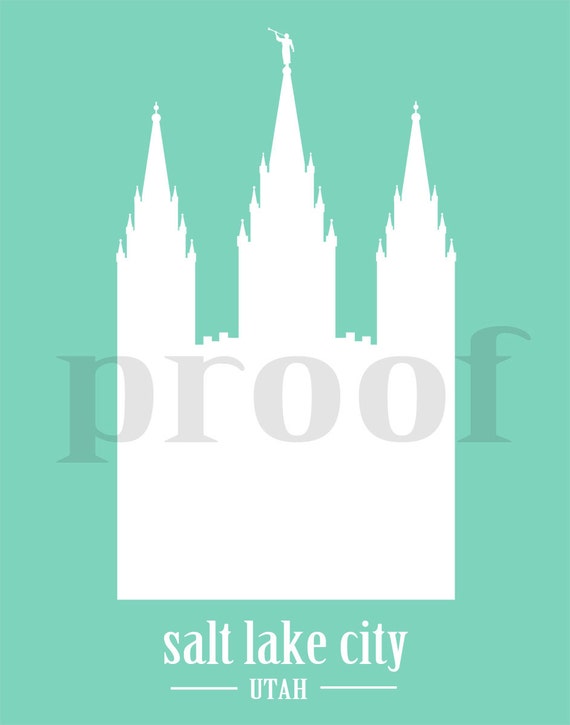 Items similar to Salt Lake City LDS Temple Silhouette - 11x14" Print ...