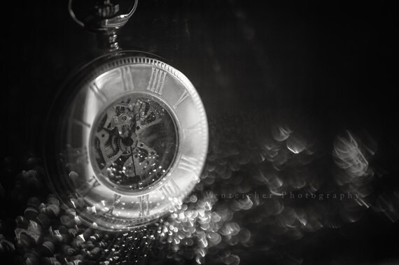 black and white pocket watch