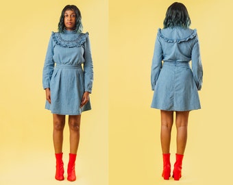 Vintage Inspired Denim Mini Prairie Dress