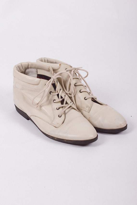 Vintage Booties, Vintage 80's Booties, White Booti