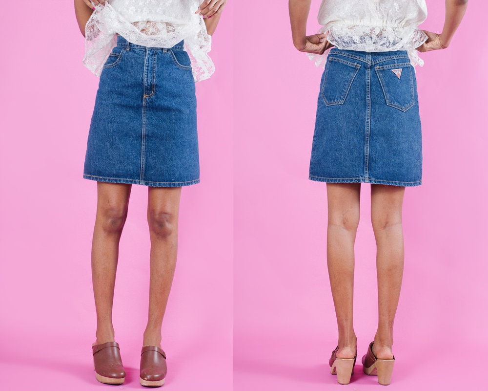 pink denim skirt 90s