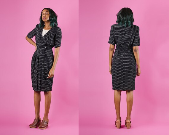 Vintage 90's Black Midi Cocktail Dress - image 1