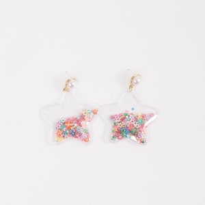 Star Glitter Rainbow Drop Earrings image 5