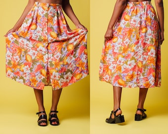 Vintage Floral Highwaist Maxi Skirt