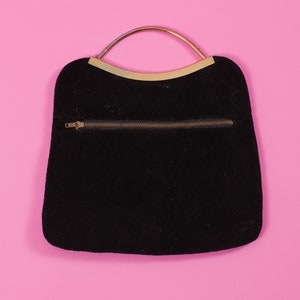 90's BLACK PURSE, Vintage 90's Black Velvet Furry Purse image 3