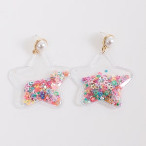 Star Glitter Rainbow Drop Earrings image 4