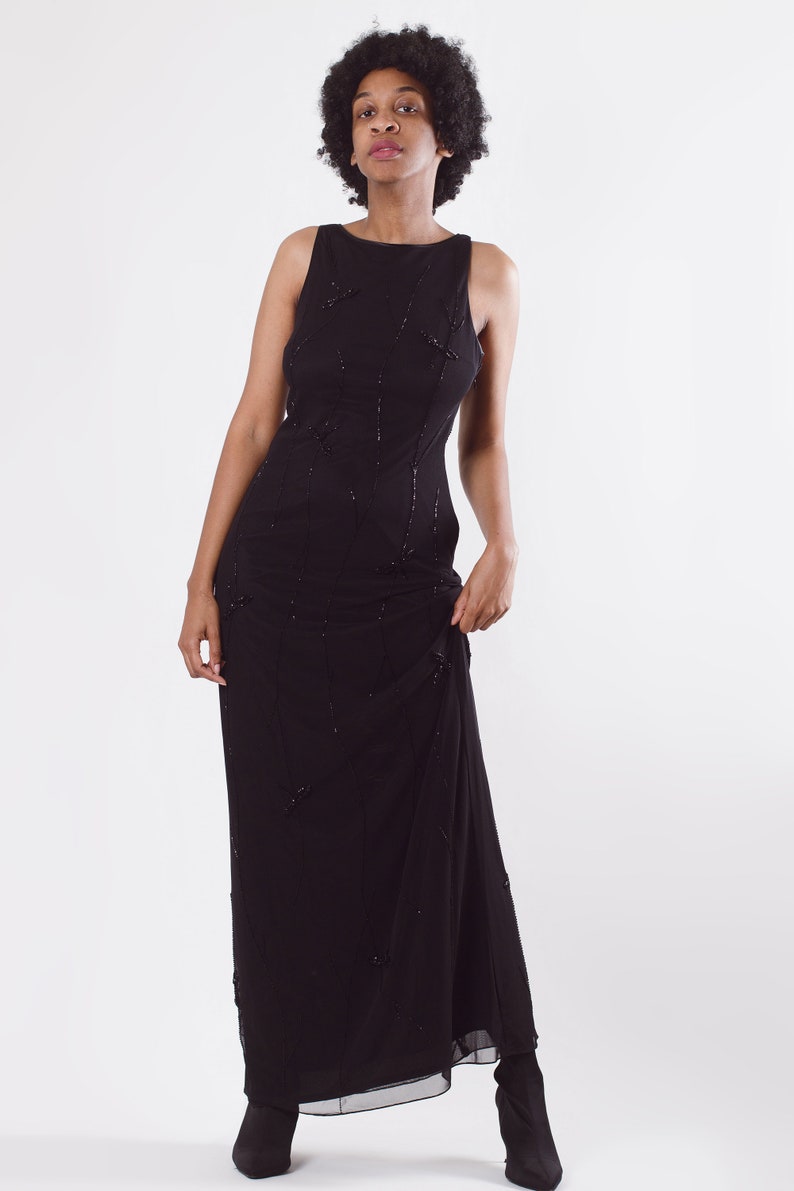 Vintage Y2K Black Sleeveless Maxi Evening Dress image 2