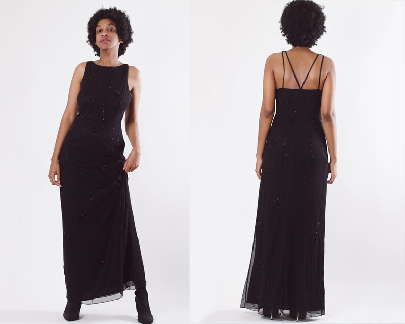 Vintage Y2K Black Sleeveless Maxi Evening Dress image 1