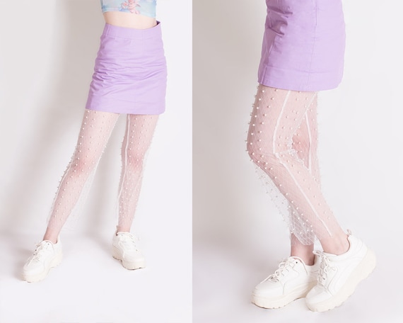 Mesh Leggings, Pearl Leggings, White Leggings, Transparent