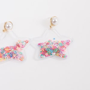 Star Glitter Rainbow Drop Earrings image 2