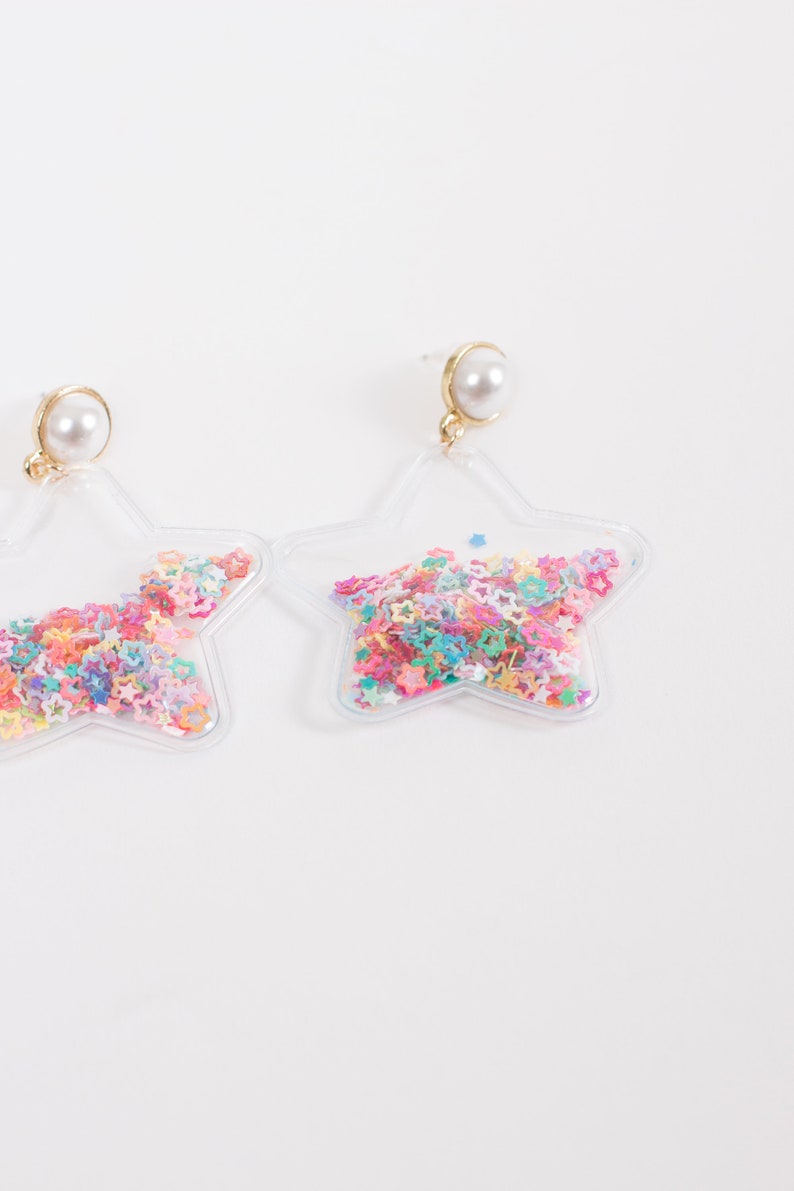 Star Glitter Rainbow Drop Earrings image 2