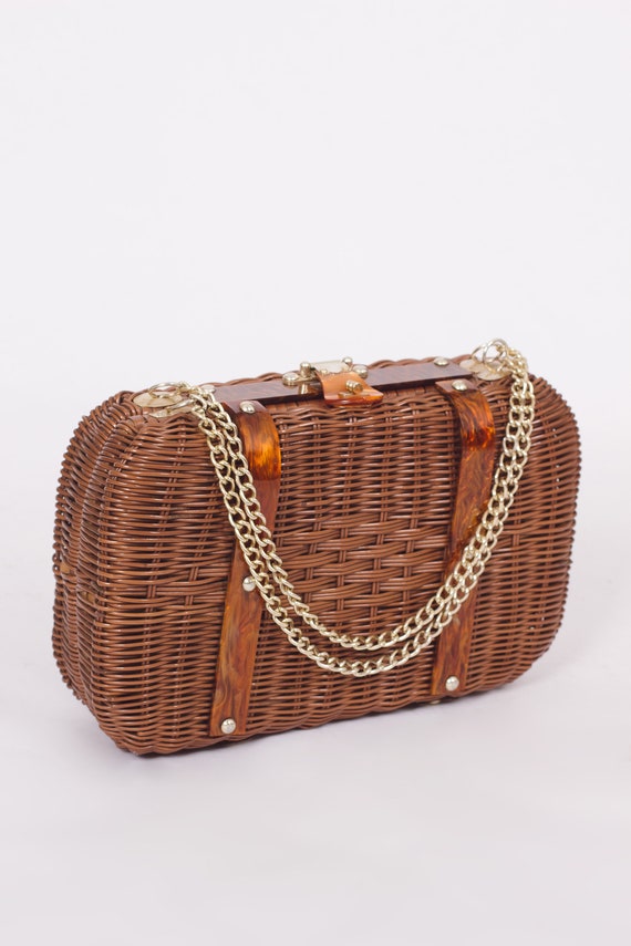 VINTAGE BASKET PURSE, 80s Basket Purse, Wicker Pur