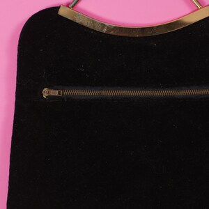 90's BLACK PURSE, Vintage 90's Black Velvet Furry Purse image 5