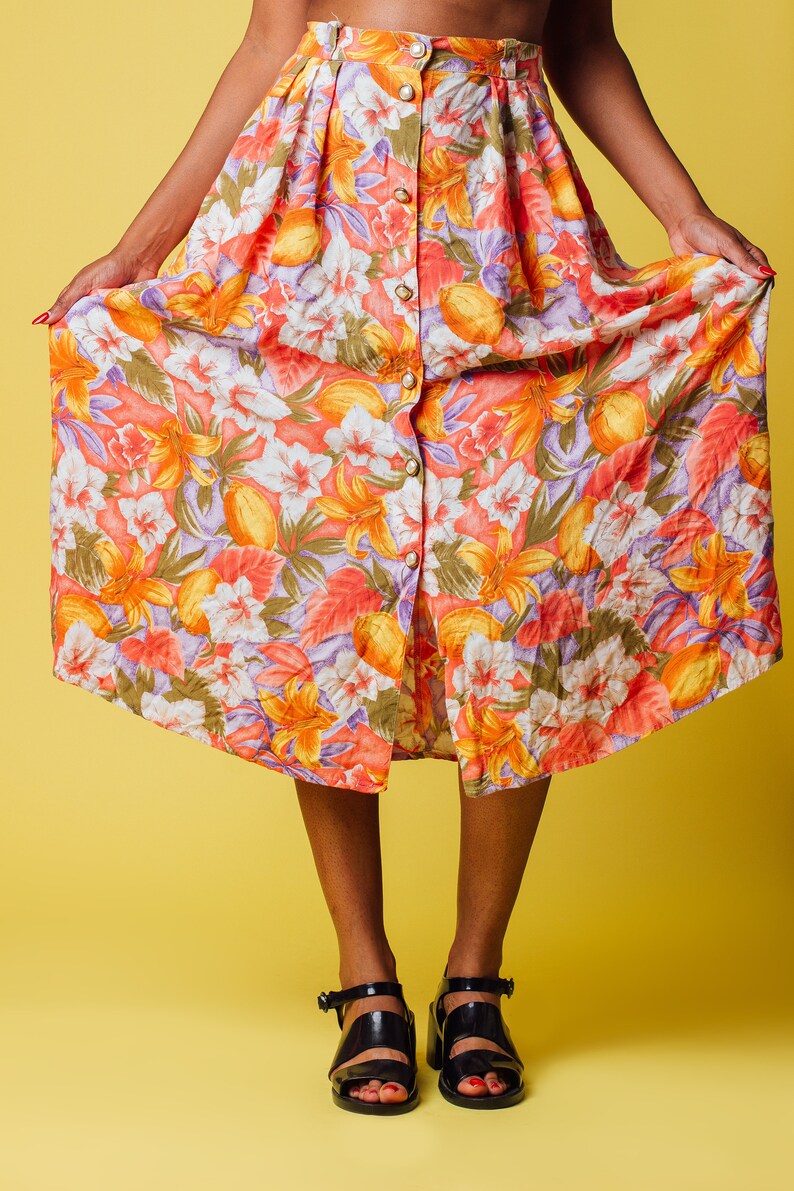 Vintage Floral Highwaist Maxi Skirt image 4