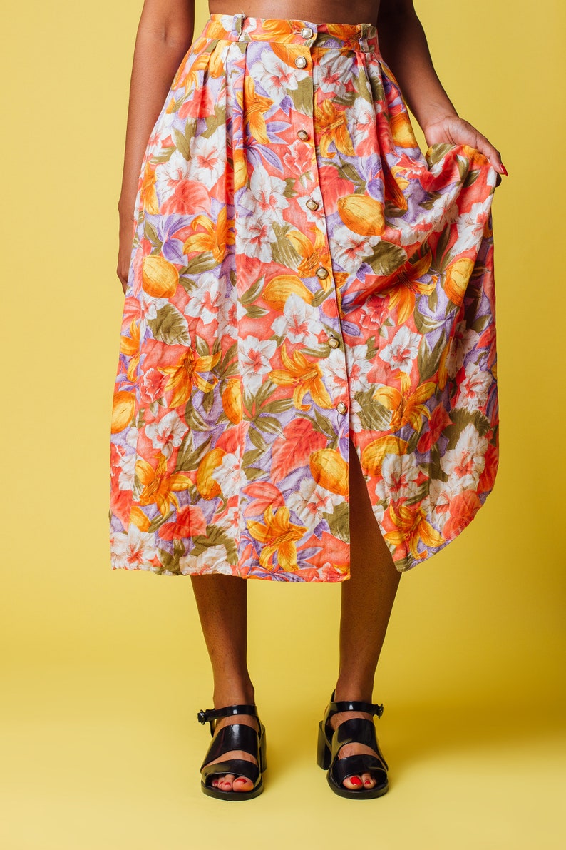 Vintage Floral Highwaist Maxi Skirt image 3