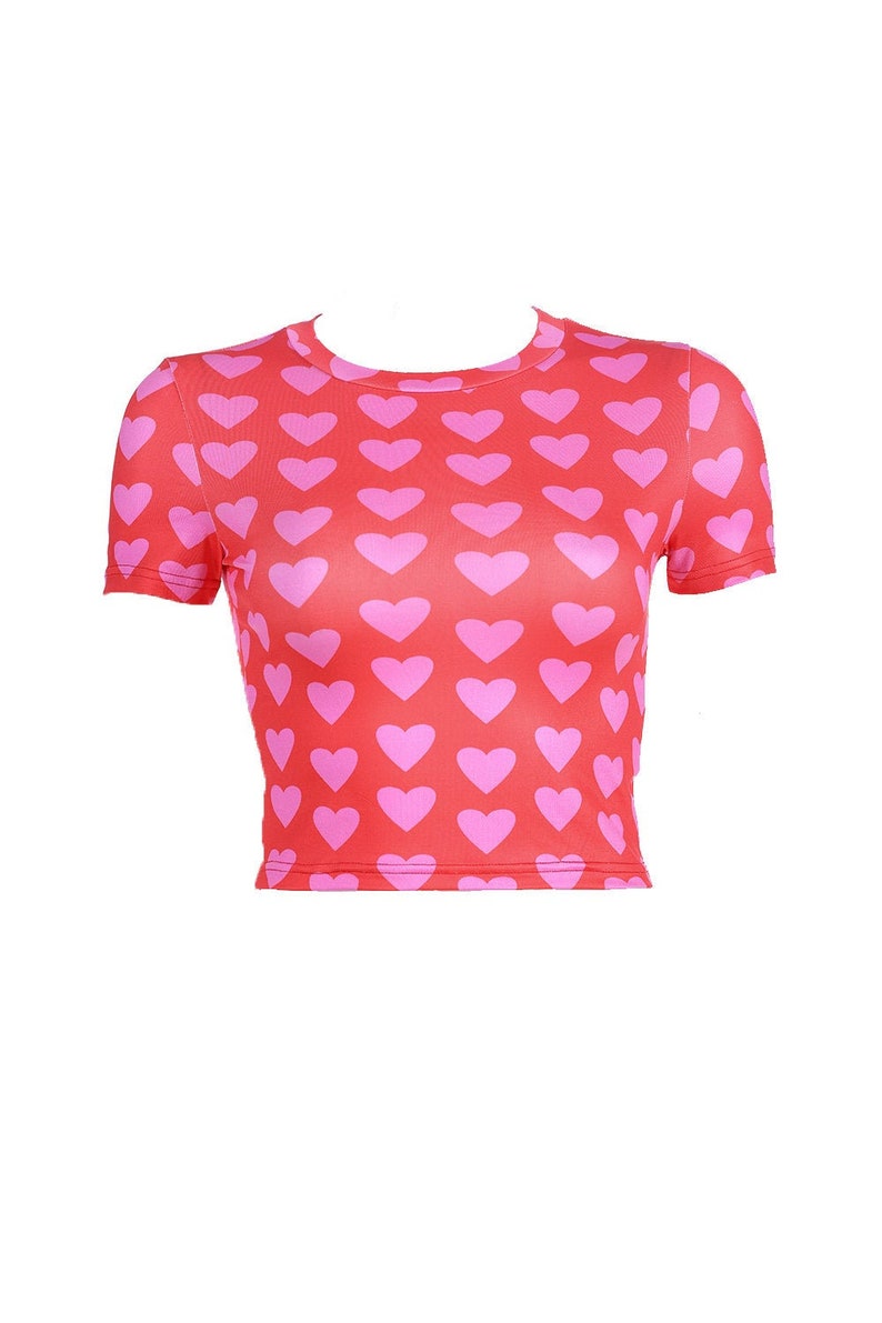 HEART CROP TOP Y2K Pink Heart Summer Crop Top | Etsy