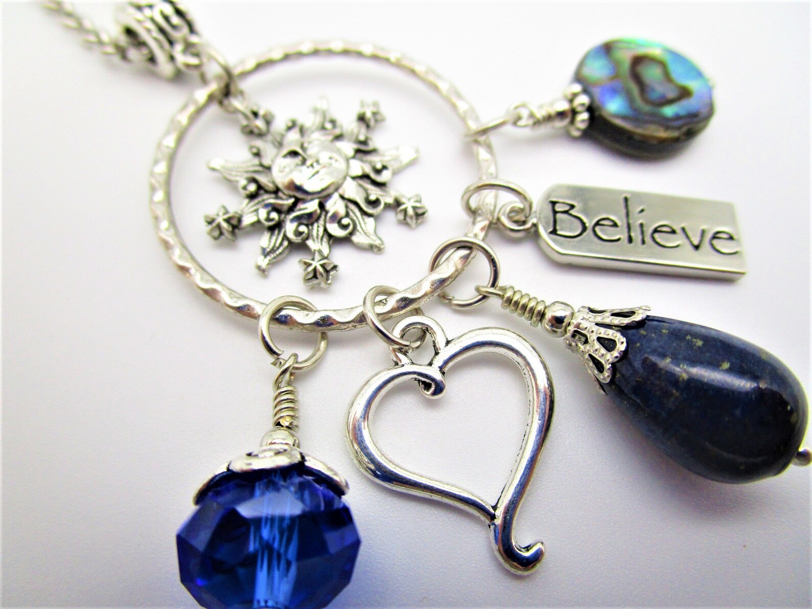 Spiritual Necklace/charm & Stone Cluster Necklace/inspirational Jewelry