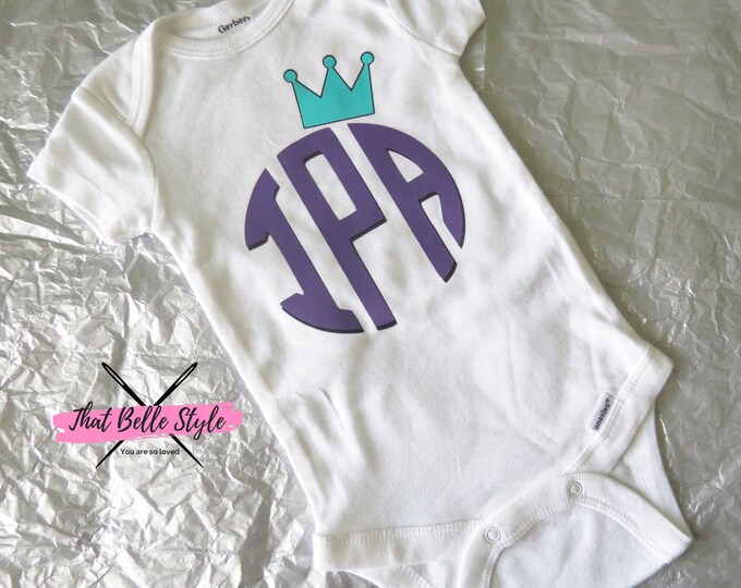 Crown Monogram Onesie | Baby Shower Gift | Personalized Onesie | Newborn Gift | Custom Baby Onesie | Cotton Onesie | Custom Name Onesie