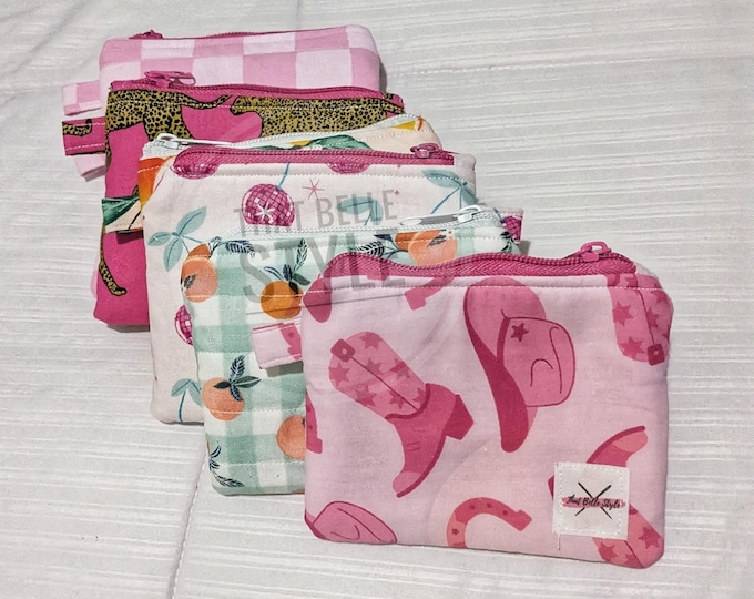 Mini Clutch Wallet Key Chain Bag with Clip | Quilted