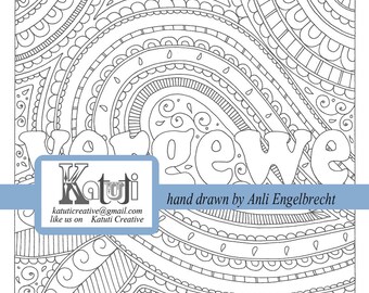 Download Coloring pages for adults Faith Word Grace instant download