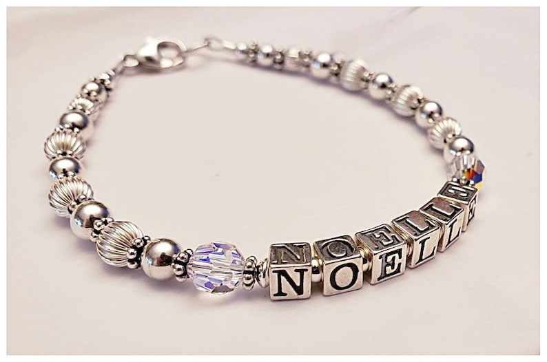 Sterling Silver Beaded Name Bracelet Family Jewelry Etsy