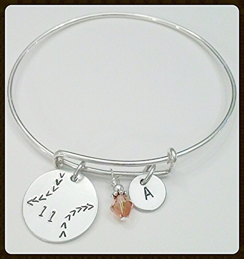 Adjustable Bangle Charm Bracelet Sterling Silver Hand Stamped Etsy