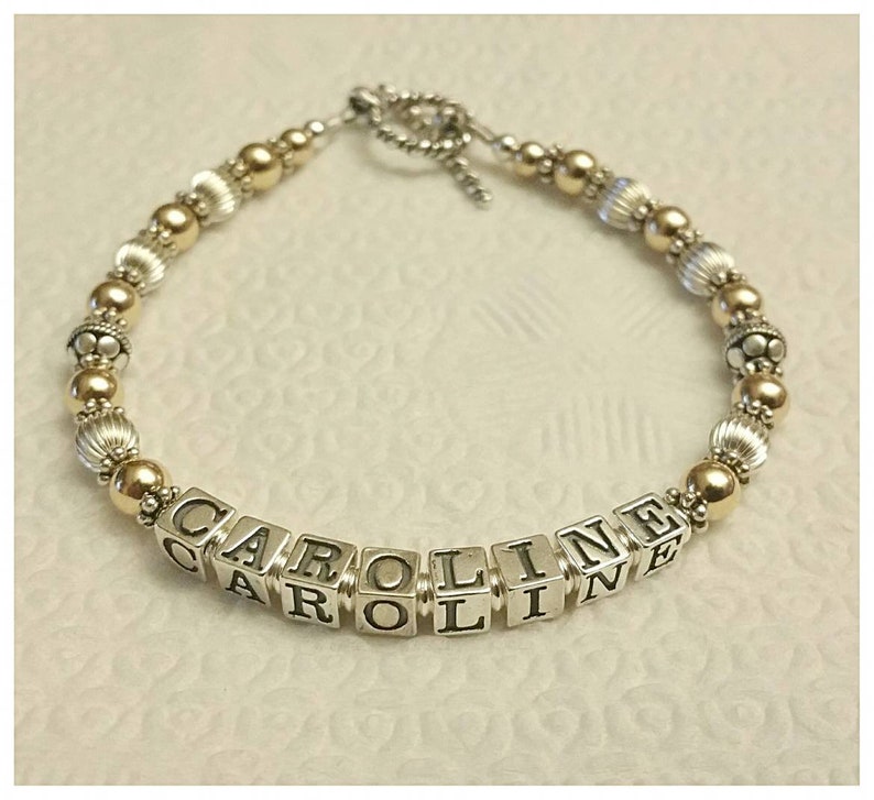Beaded Name Bracelet Personalized Mothers Grandmothers Etsy