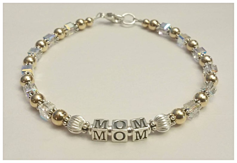 Beaded Name Bracelet Personalized Mothers Name Bracelet Etsy