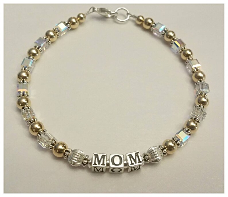 Beaded Name Bracelet Personalized Mothers Name Bracelet Etsy