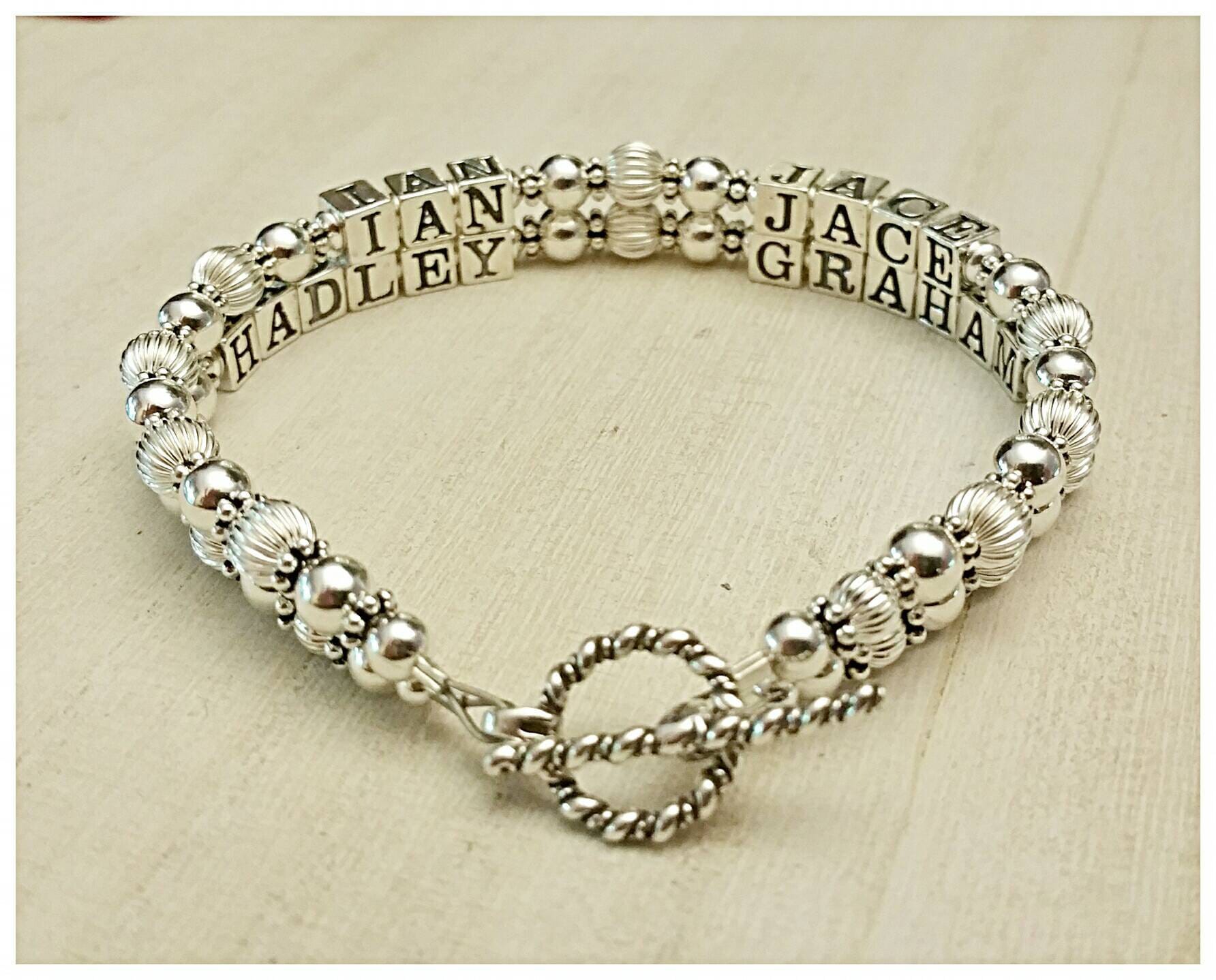 Mother Grandmothers Beaded Name Bracelet Multi Name Bracelet Etsy