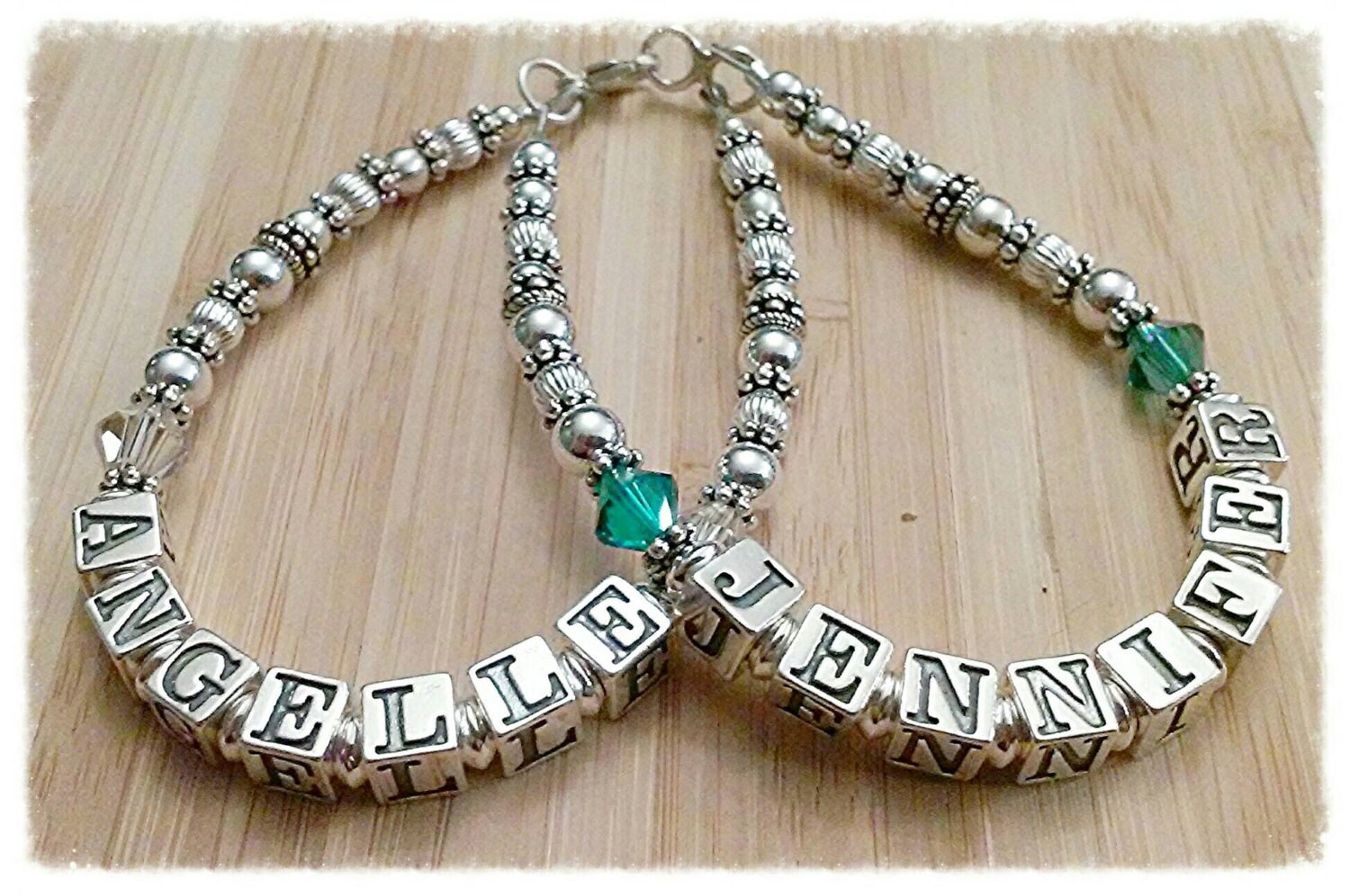 Sterling Silver Beaded Name Bracelet Mothers Grandmothers Etsy