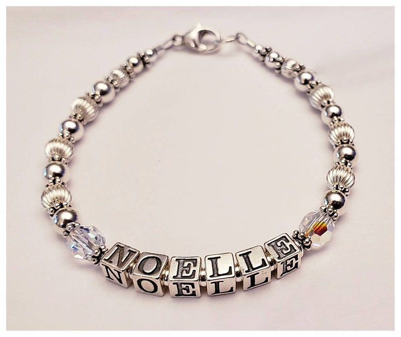 Sterling Silver Beaded Name Bracelet Family Jewelry Etsy