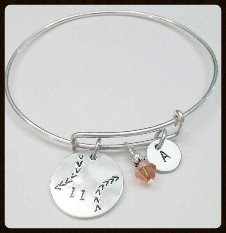 Adjustable Bangle Charm Bracelet Sterling Silver Hand Stamped Etsy