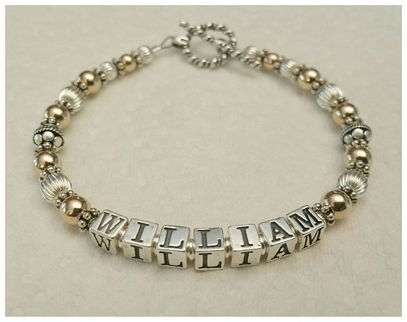 Beaded Name Bracelet Personalized Mothers Grandmothers Name Etsy