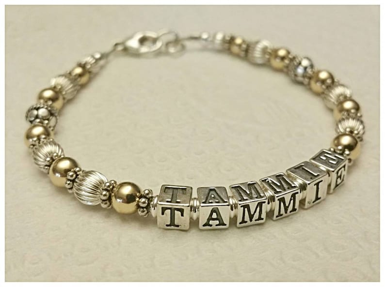 Beaded Name Bracelet Personalized Mothers Grandmothers Etsy