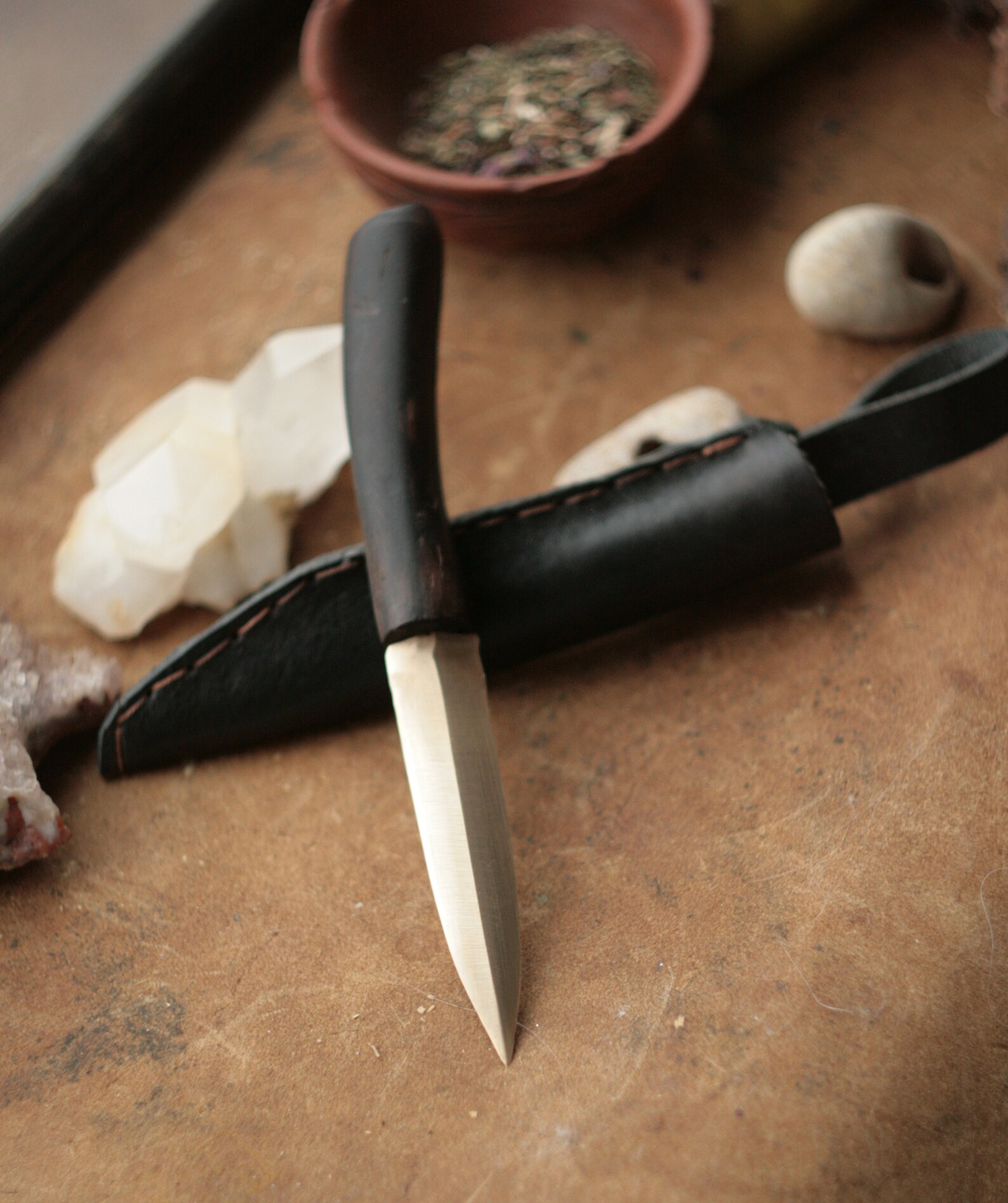 Bronze dagger knife hand with black wood handle Etsy