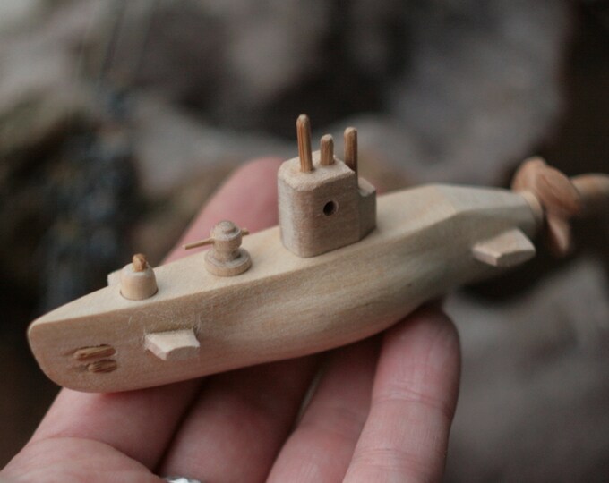 Carved Wood Submarine Ship Model Collectible Figurine Gift Etsy