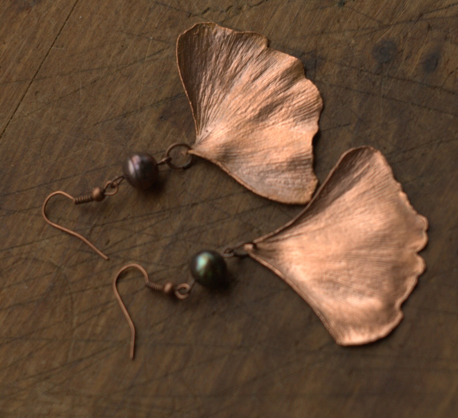 Ginkgo Biloba Leaf Earrings Pearl Jewelry Real Ginkgo Leaves Etsy