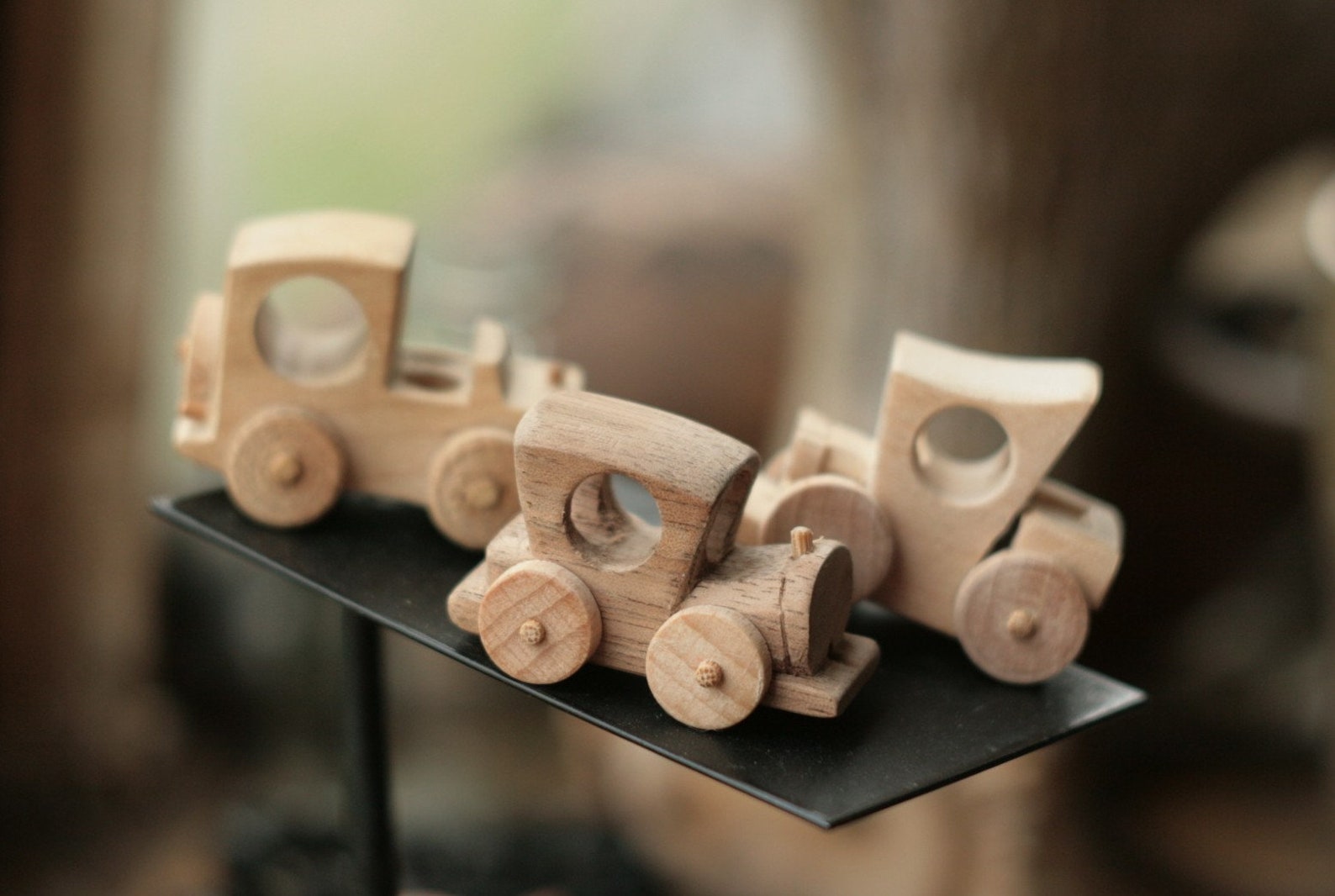 Vintage wooden car model rotating weels collectible | Etsy