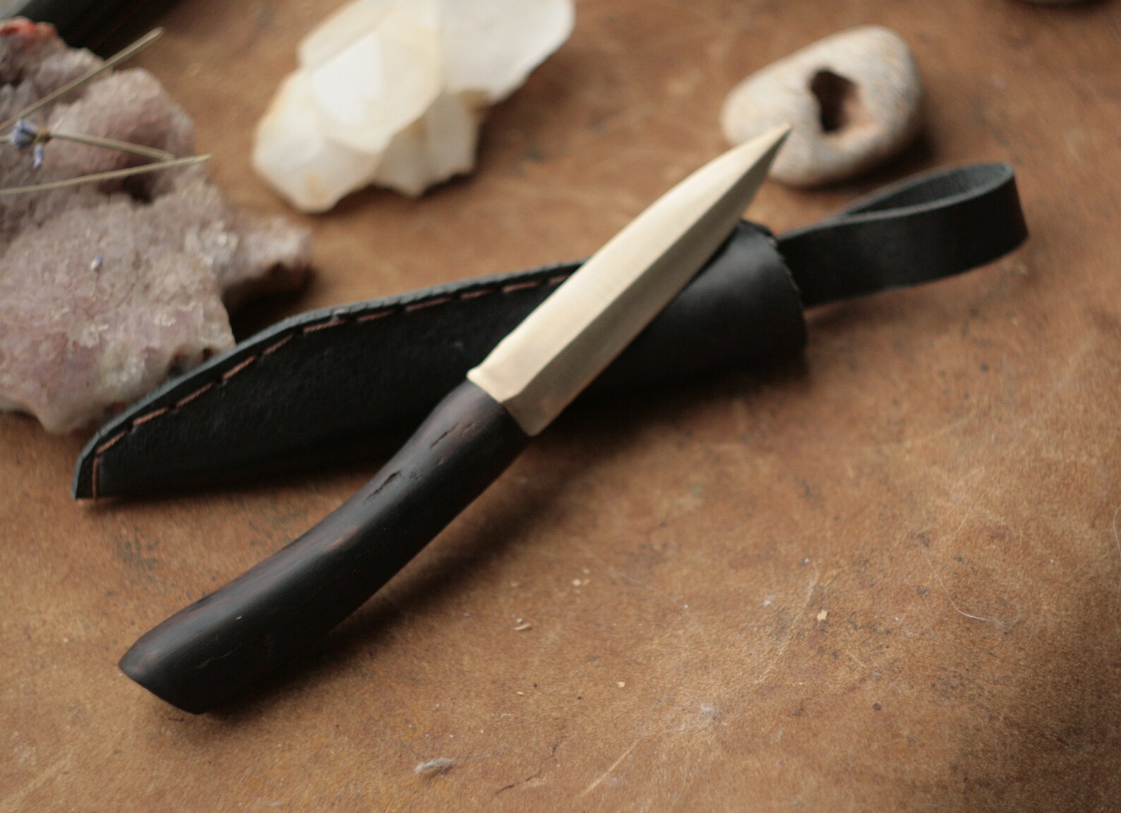 Bronze dagger knife hand with black wood handle Etsy