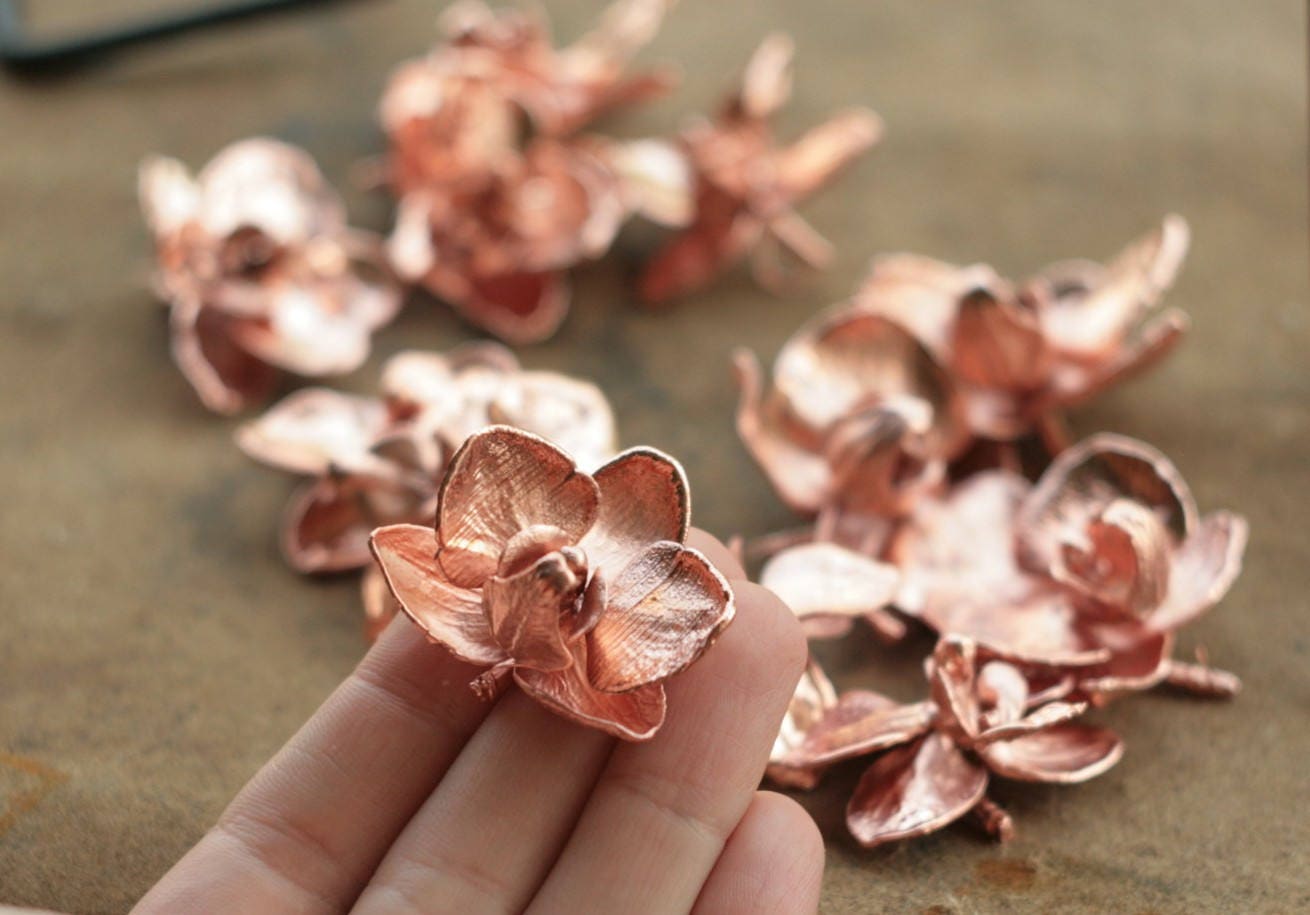 Natural Orchid Flowers Copper Electroformedbotanical Etsy Singapore