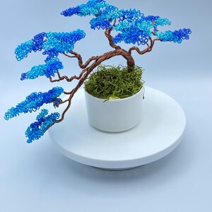 NEW Listing - Wire Bonsai in Blue Ceramic Pot - 8.5 X 5.5 X