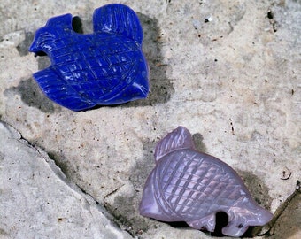 Handcrafted Fishes in Quality Lapis and Purple Labradorite one of kind art work