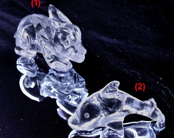 Adorable Clear Quartz Carved Animals - Tiny Rabbit & Dolphin Figures