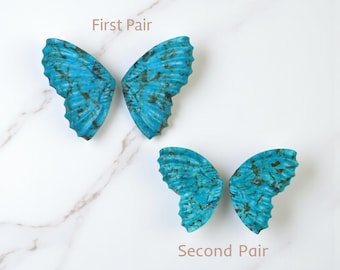 Arizona Turquoise Butterfly Wings Pair – Carved Gemstone Jewelry Making
