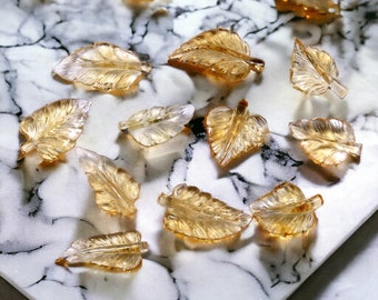 Realistic Citrine Leaf Carvings - Premium Quality Gemstone Sculptures For Making Jewelry